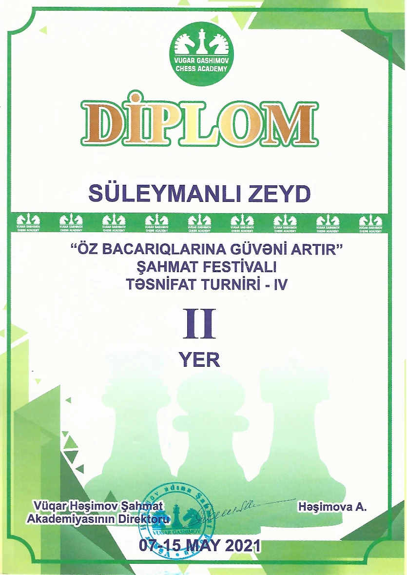 Chess festival — second place — certificate preview