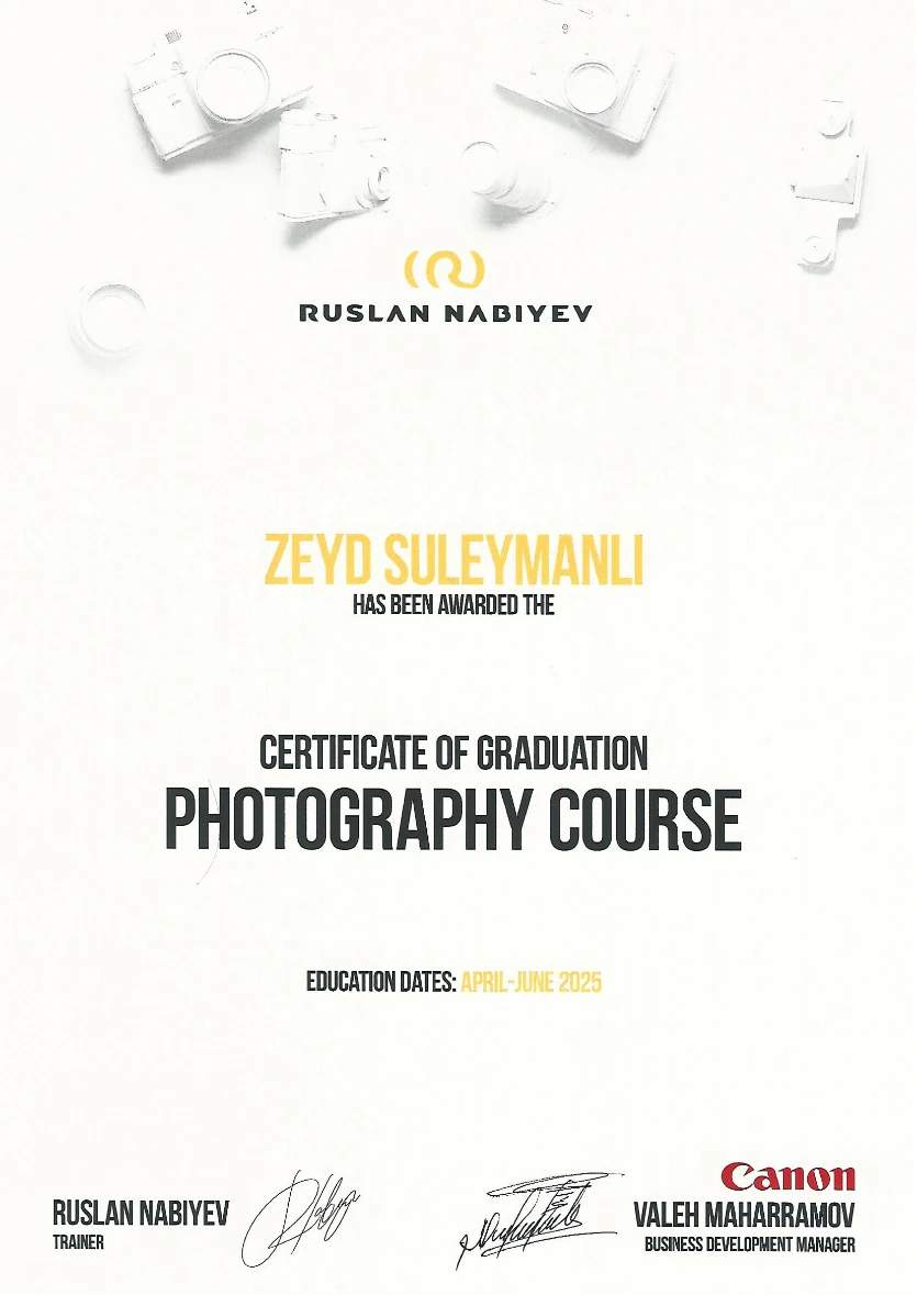 Photography course graduation — certificate preview