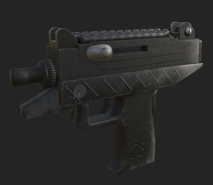 Detailed Uzi model rendered on a dark background