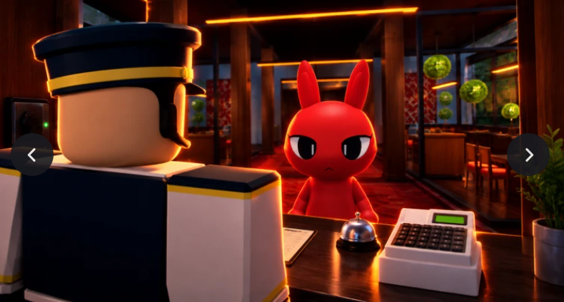 Boba Cafe game thumbnail showing a red rabbit customer at the cafe counter